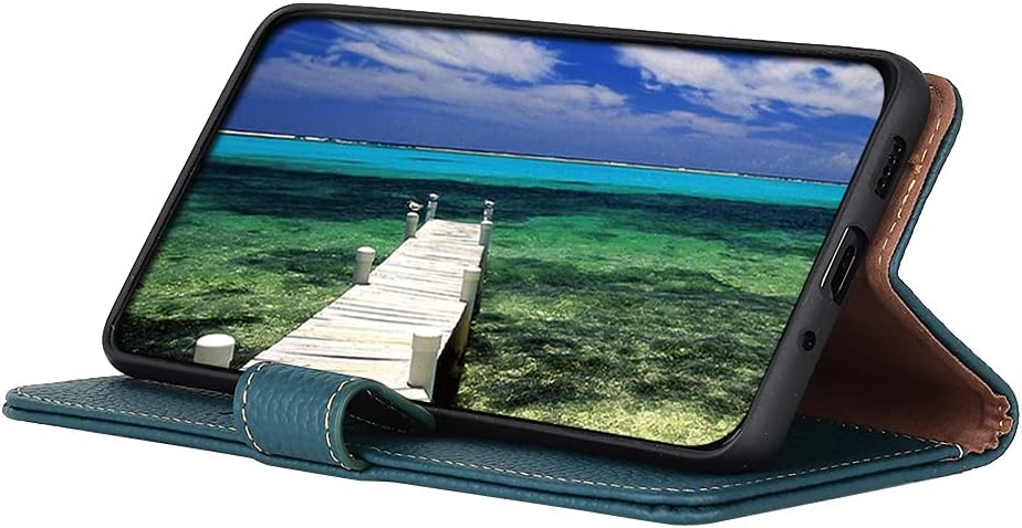 iTape Genuine leather pebbled phone case for Samsung Galaxy S25 Edge, cowhide RFID anti-theft brush phone case with card slot and shockproof flip cover Green