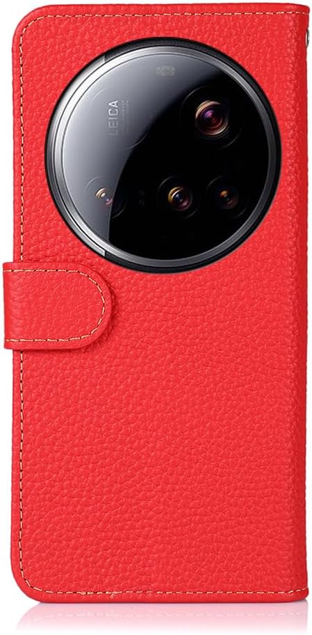 iTape Genuine leather pebbled phone case for Xiaomi 15 Ultra, cowhide RFID anti-theft brush phone case with card slot and shockproof flip cover Blue