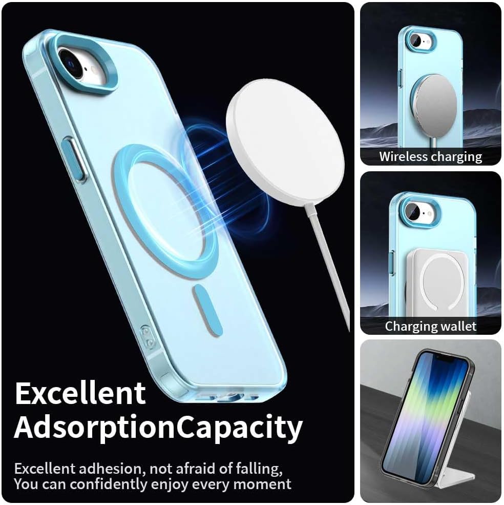 TPU magnetic candy color mobile phone case for iPhone 16E, supports wireless charging, four-corner airbag protection, military anti-fall mobile phone case Red
