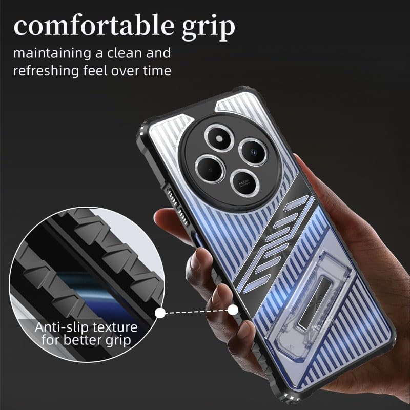 iTape Four-corner airbag anti-fall mobile phone case suitable for Xiaomi Redmi 14C, invisible folding bracket, suitable for Xiaomi Redmi 14C Blue