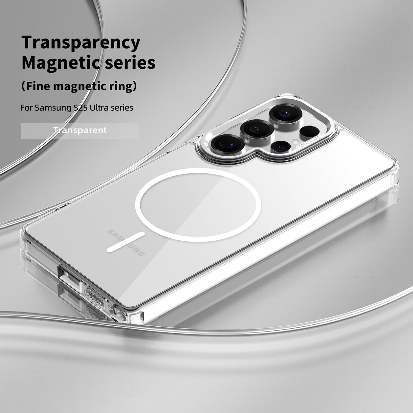 iTape Magnetic transparent phone case for Samsung Galaxy S25 Ultra, supports wireless charging, military-grade drop-proof, Car magnetic bracket 2 in 1 magnetic card holder
