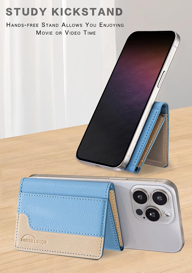 iTape Leather Magnetic Phone Wallet Compatible with Various Phone Models Android and iOS, Colorblock Horizontal Magnetic Card Holder Ultra-thin Wallet Card Holder Flip Stand Green