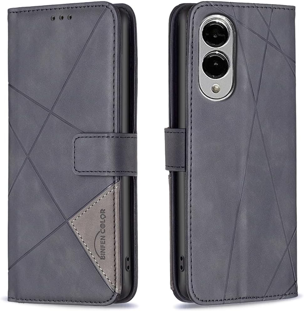 iTape Denim pebbled phone case for Samsung Galaxy S25 Edge, magnetic buckle wallet case, flip-top stand for shock protection Gray