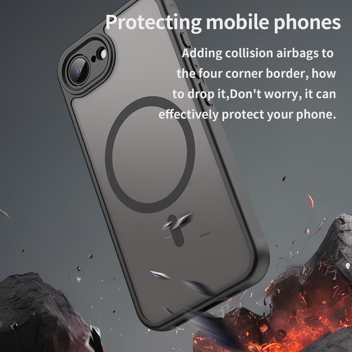 Magnetic translucent case for iPhone 16E, supports wireless charging, Shockproof slim protective case for iPhone 16E Shock-resistant slim case Purple