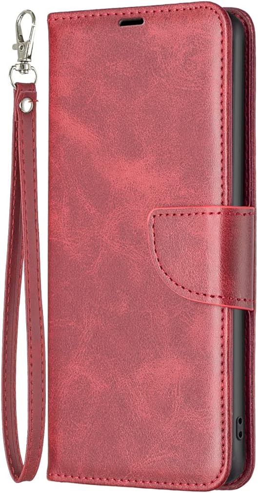 iTape Solid lambskin leather phone case for Samsung Galaxy S25 Edge, snap wallet style case, flip stand shock protection Brown