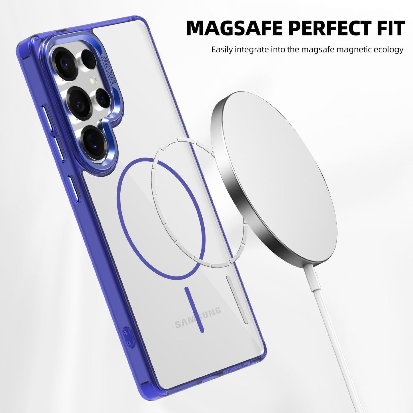 iTape Magnetic transparent phone case for Samsung Galaxy S25 Ultra, supports wireless charging, military-grade drop-proof, Car magnetic bracket 2 in 1 magnetic card holder