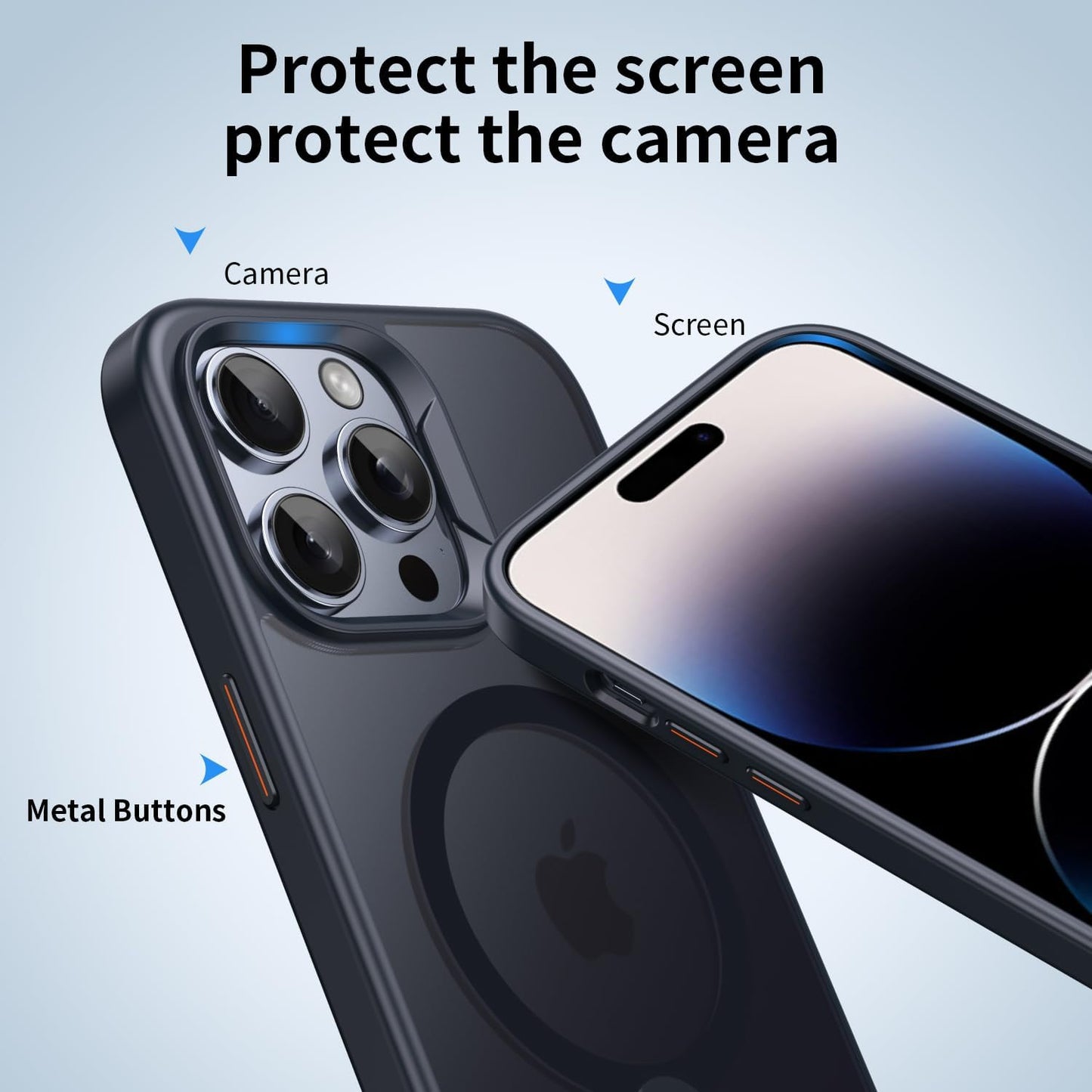 Magnetic phone case for iPhone 14 Pro max, supports wireless charging, 360° rotating invisible bracket, military-grade anti-drop protection Gray