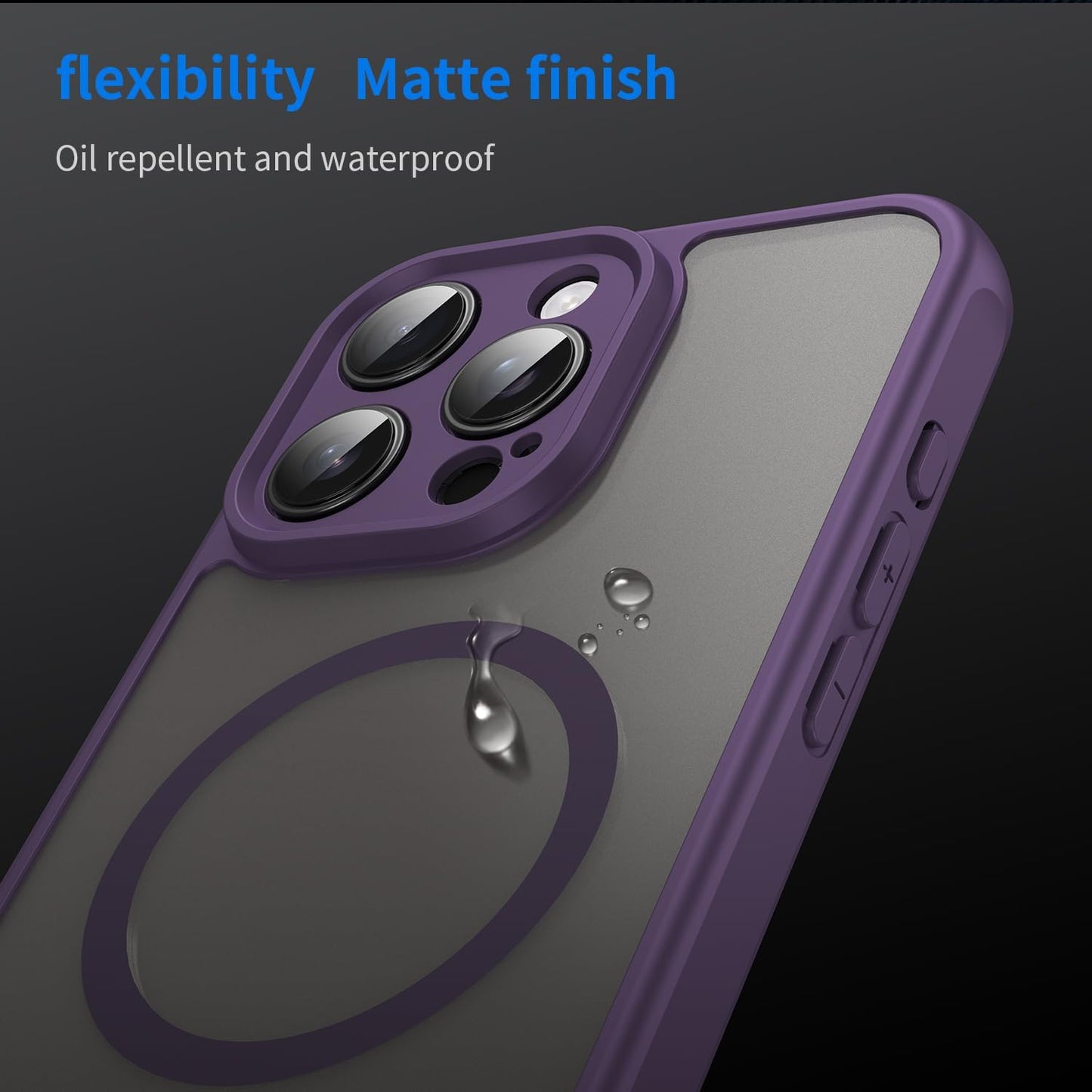 Magnetic translucent case for iPhone 16 Pro max, supports wireless charging, Shockproof slim protective case for iPhone 16 Pro max Shock-resistant slim case Blue