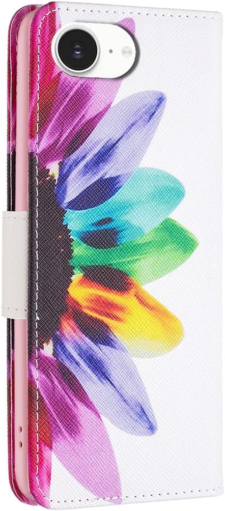 Painted phone case for iPhone 16E, magnetic closure wallet case, multiple card slots, wallet, flip cover, shockproof protection