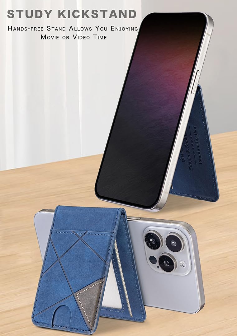iTape Leather Magnetic Phone Wallet Compatible with Various Phone Models Android and iOS, Magnetic card holder with vertical prism Ultra-thin Trifold Wallet Card Holder Flip Stand Red