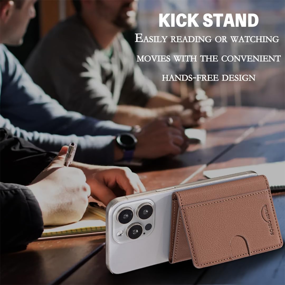 iTape Leather Magnetic Phone Wallet Compatible with Various Phone Models Android and iOS, Solid Color Magnetic Card Holder Ultra-thin Trifold Wallet Card Holder Flip Stand Red