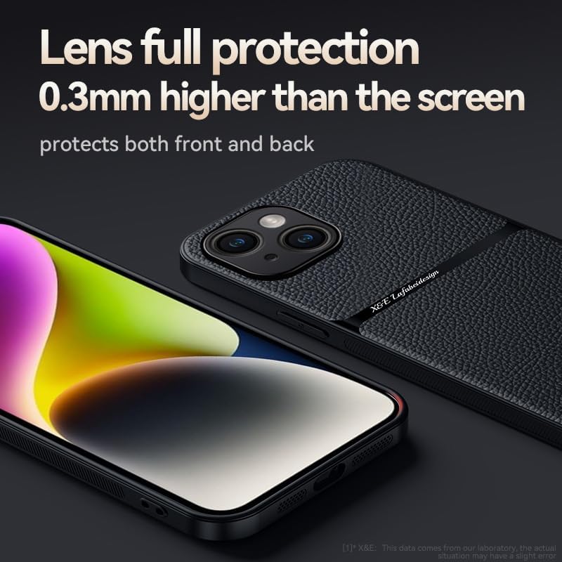 Leather phone case suitable for iPhone 14, soft touch, shockproof, dustproof, anti-slip phone case magnetic car mount Support wireless charging navy