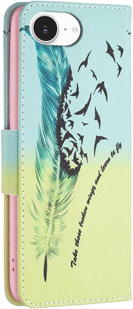 Painted phone case for iPhone 16E, magnetic closure wallet case, multiple card slots, wallet, flip cover, shockproof protection