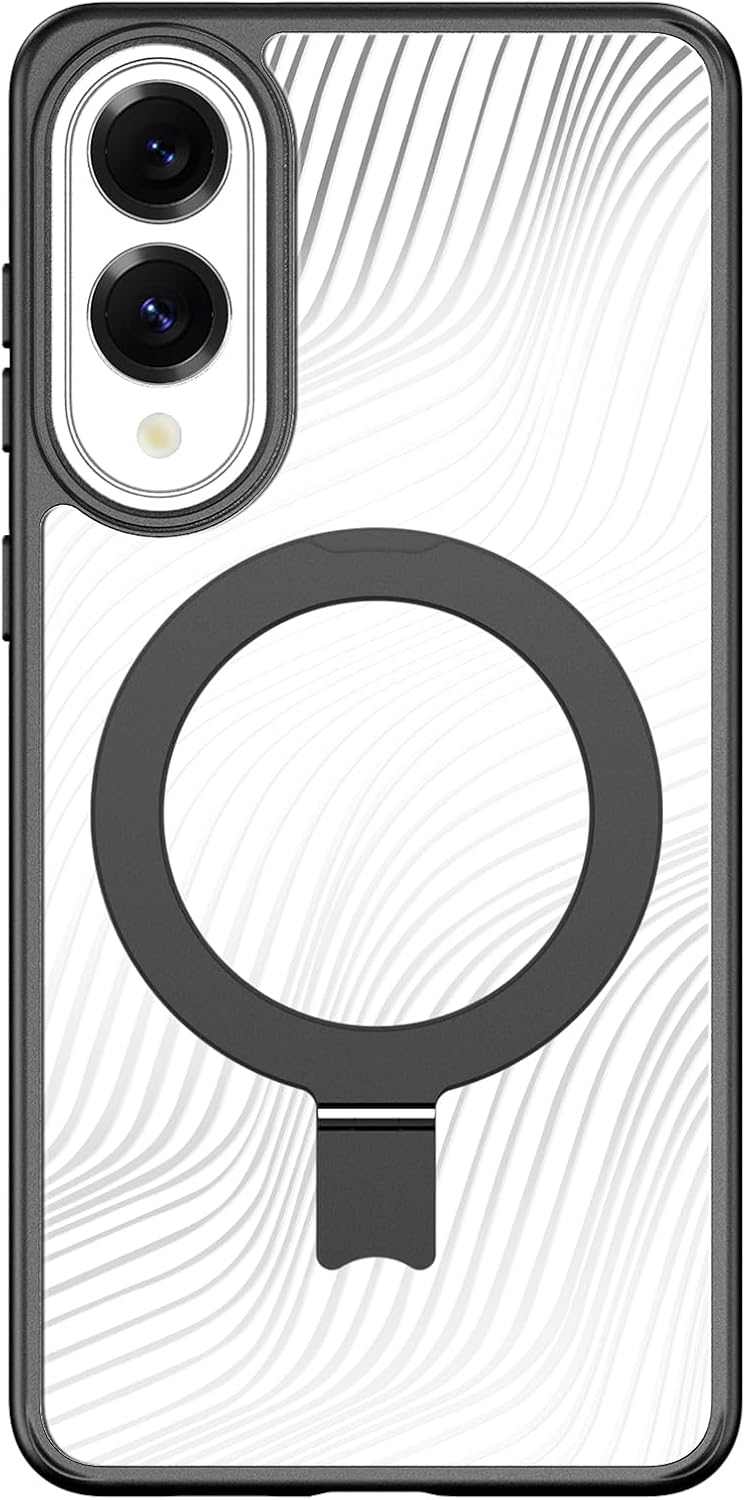 iTape Transparent magnetic mobile phone case for Samsung Galaxy S25 Edge mobile phone case, wireless charging + silicone shockproof protective case, no yellowing With bracket