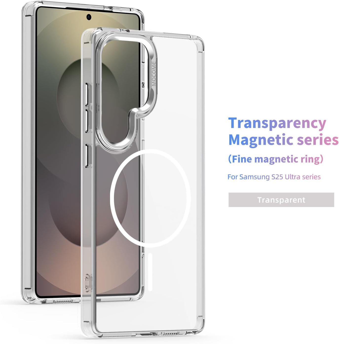 iTape Magnetic transparent phone case for Samsung Galaxy S25 Ultra, supports wireless charging, military-grade drop-proof, Car magnetic bracket 2 in 1 magnetic card holder