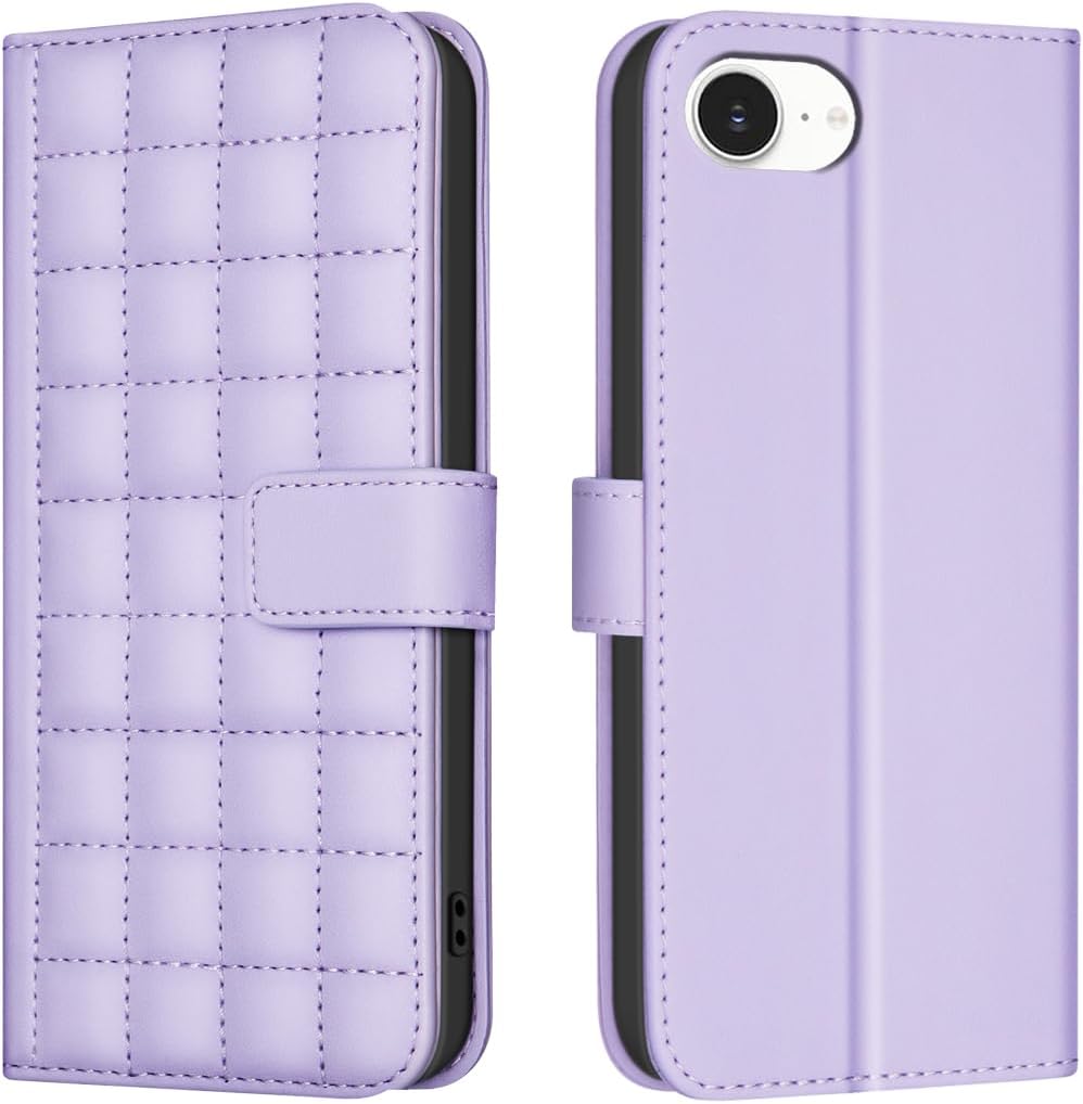 Plaid Wallet Phone Case for iPhone 16E, Wallet Phone Case, Flip Stand, Credit Card Slot Wallet With wrist strap Green