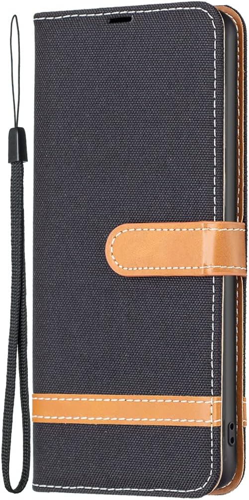 Colorblock Denim Wallet Phone Case for iPhone 16E, Wallet Phone Case Flip Stand, Credit Card Slot Wallet Wrist strap Green