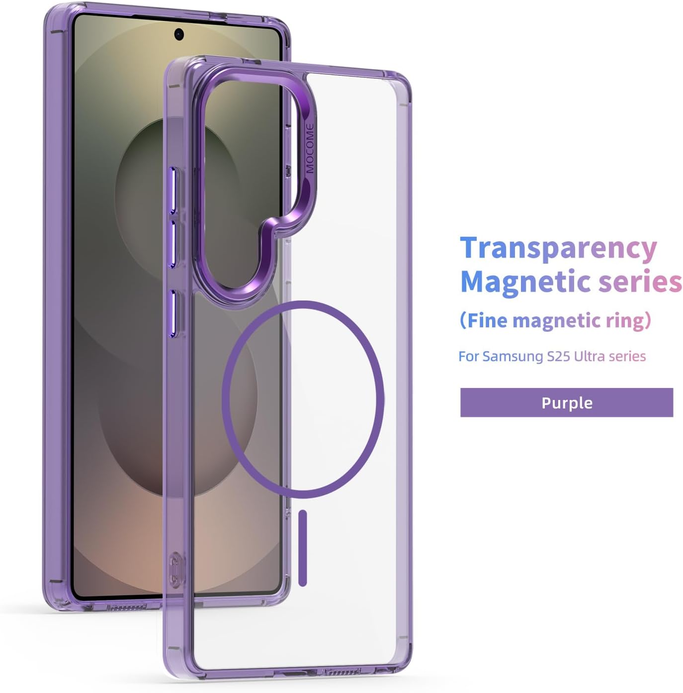 iTape Magnetic transparent phone case for Samsung Galaxy S25 Ultra, supports wireless charging, military-grade drop-proof, Car magnetic bracket 2 in 1 magnetic card holder
