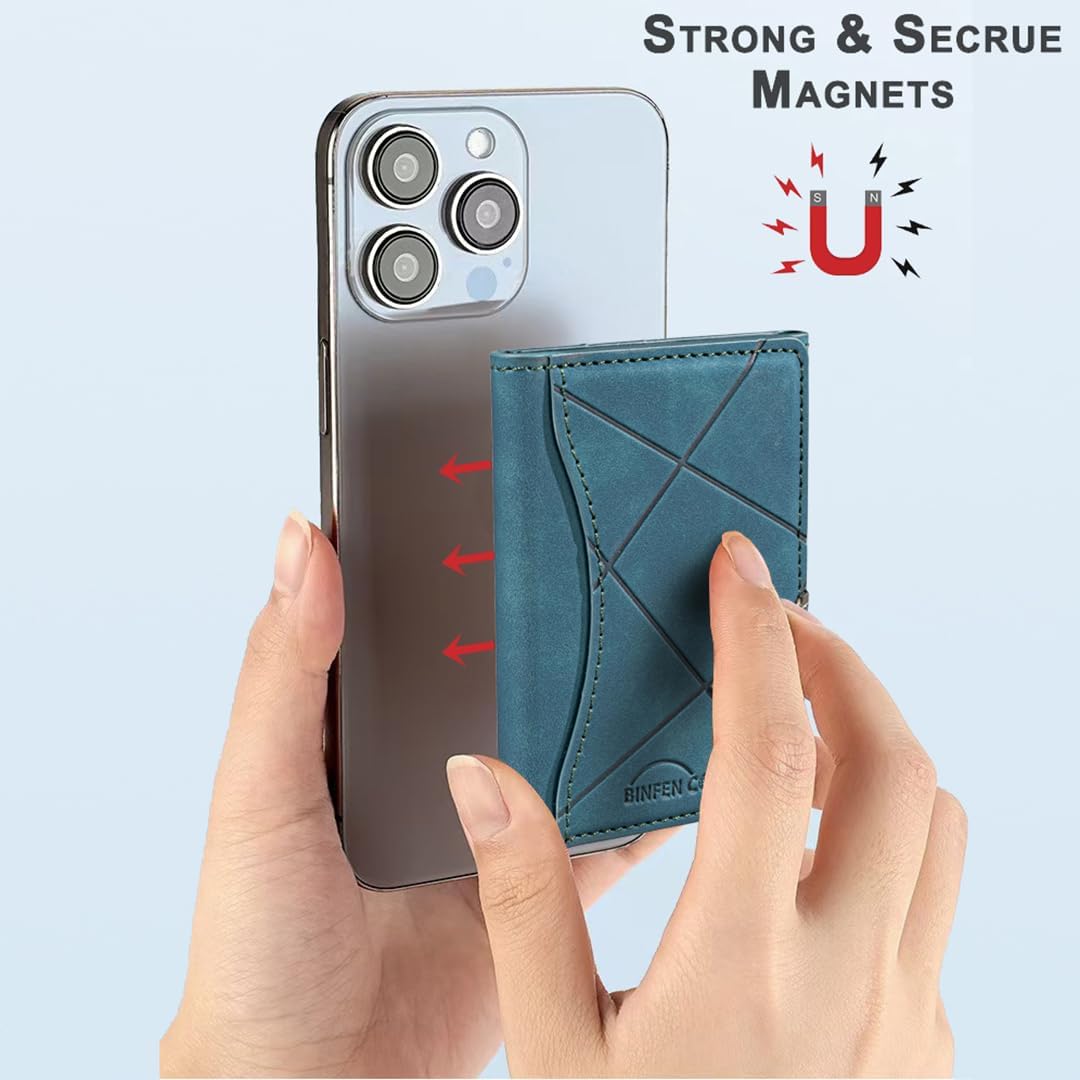 iTape Leather Magnetic Phone Wallet Compatible with Various Phone Models Android and iOS, Ultra-thin Trifold Wallet Card Holder Flip Stand Purple