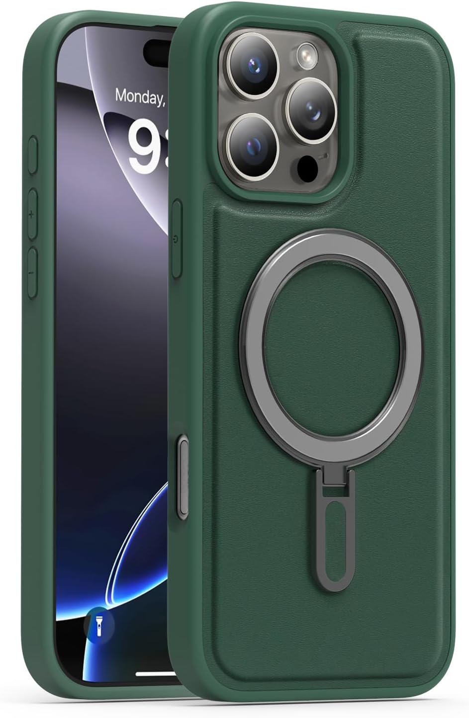 Magnetic phone case for iPhone 16 Pro max, silver magnetic ring supports wireless charging, military-grade drop resistance, compatible with iPhone 16 Pro max
