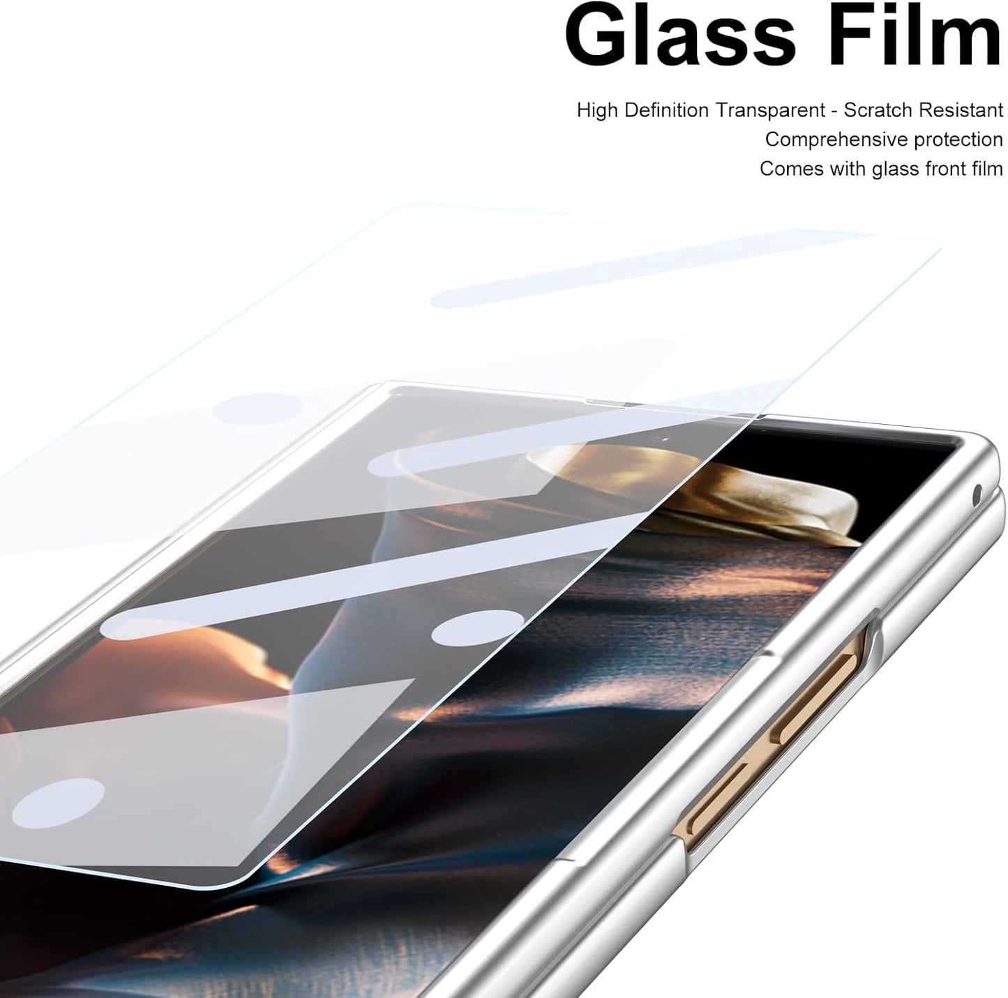 iTape Lightweight phone case for Samsung W25, hinged case supports wireless charging with lens protection, screen protector, complimentary stylus, drop-proof and fingerprint resistant Gold