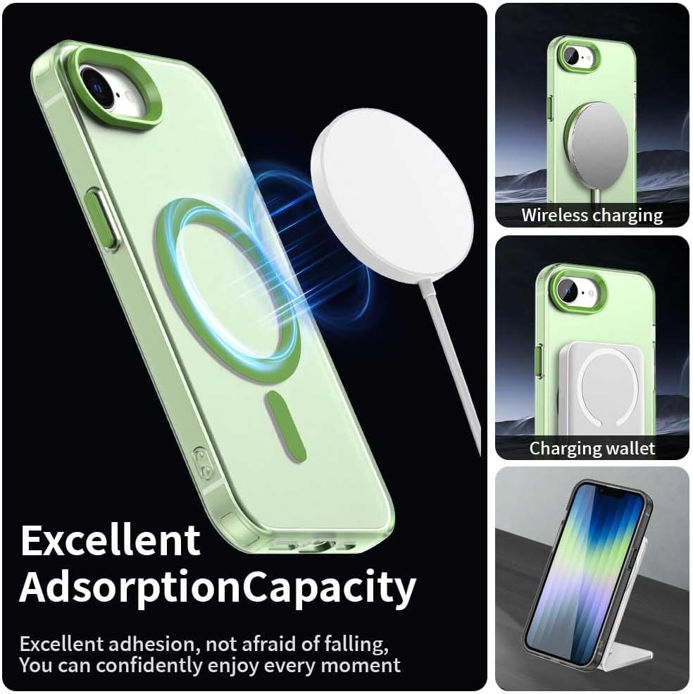 TPU magnetic candy color mobile phone case for iPhone 16E, supports wireless charging, four-corner airbag protection, military anti-fall mobile phone case Red