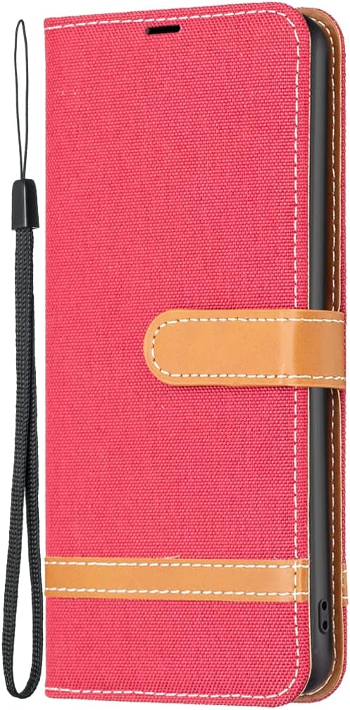 Colorblock Denim Wallet Phone Case for iPhone 16E, Wallet Phone Case Flip Stand, Credit Card Slot Wallet Wrist strap Green