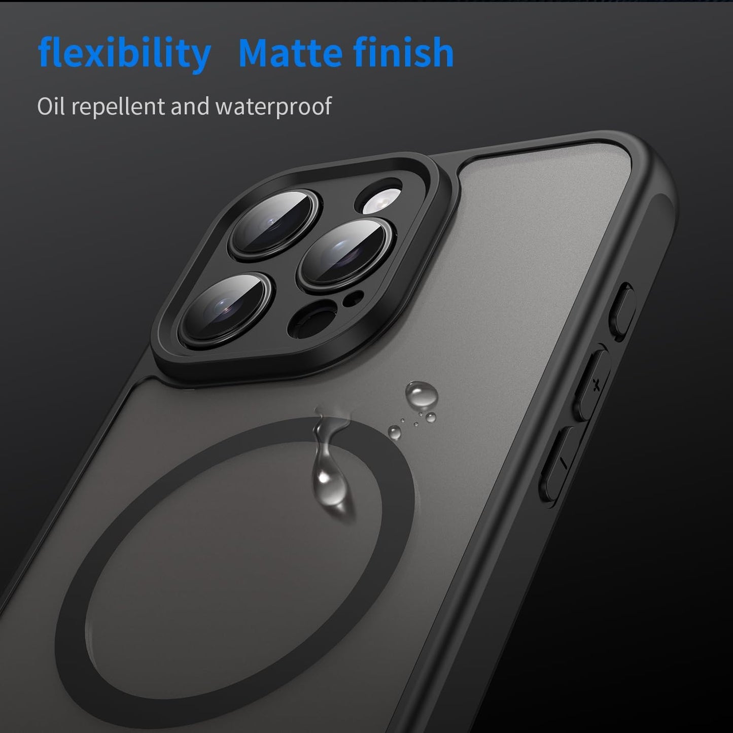 Magnetic translucent case for iPhone 16 Pro max, supports wireless charging, Shockproof slim protective case for iPhone 16 Pro max Shock-resistant slim case Blue