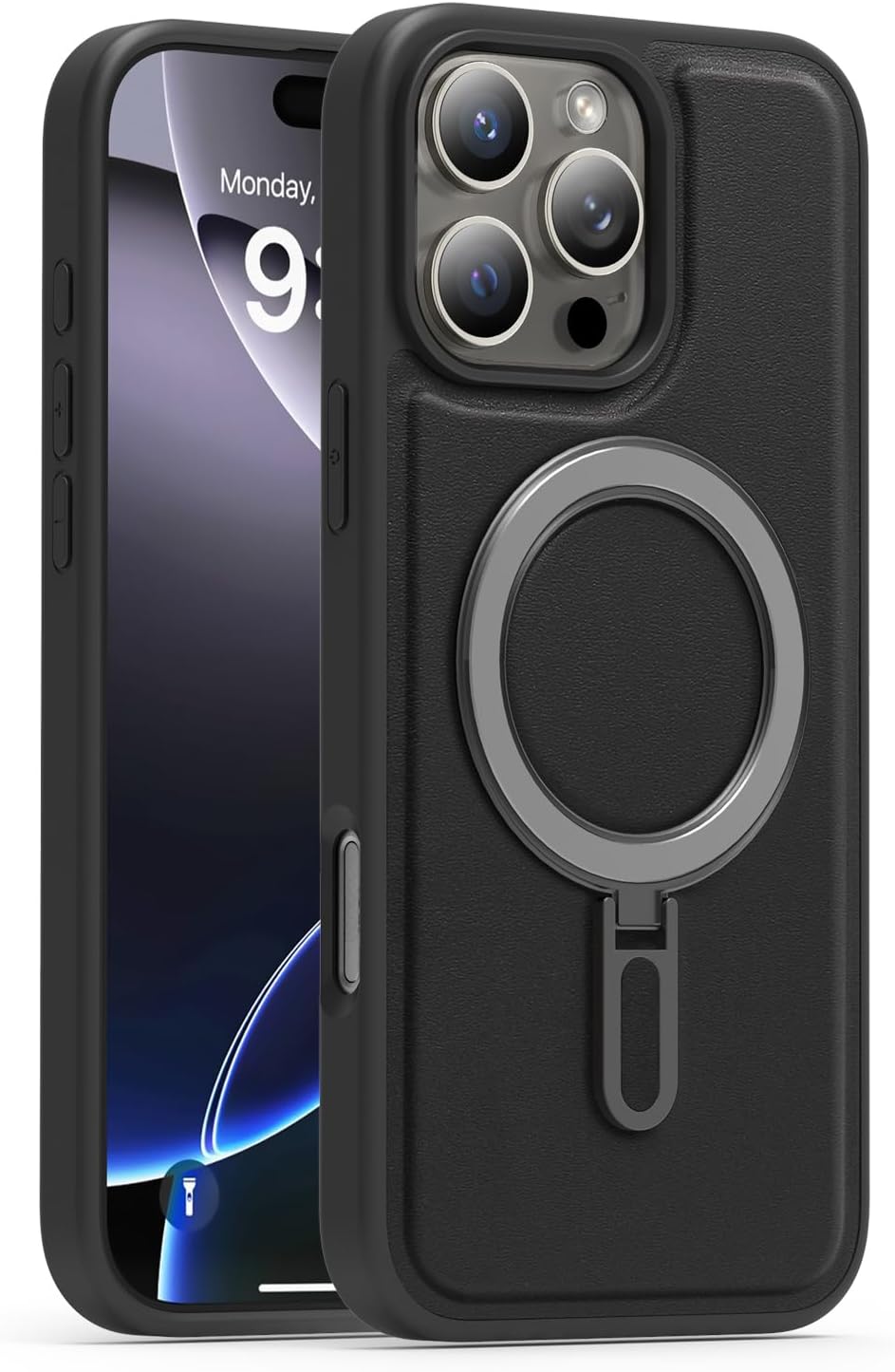 Magnetic phone case for iPhone 16 Pro max, silver magnetic ring supports wireless charging, military-grade drop resistance, compatible with iPhone 16 Pro max