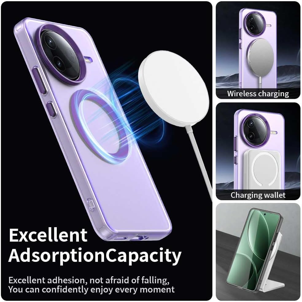 iTape TPU magnetic candy color mobile phone case for Xiaomi Redmi K80, supports wireless charging, four-corner airbag protection, military anti-fall mobile phone case Purple