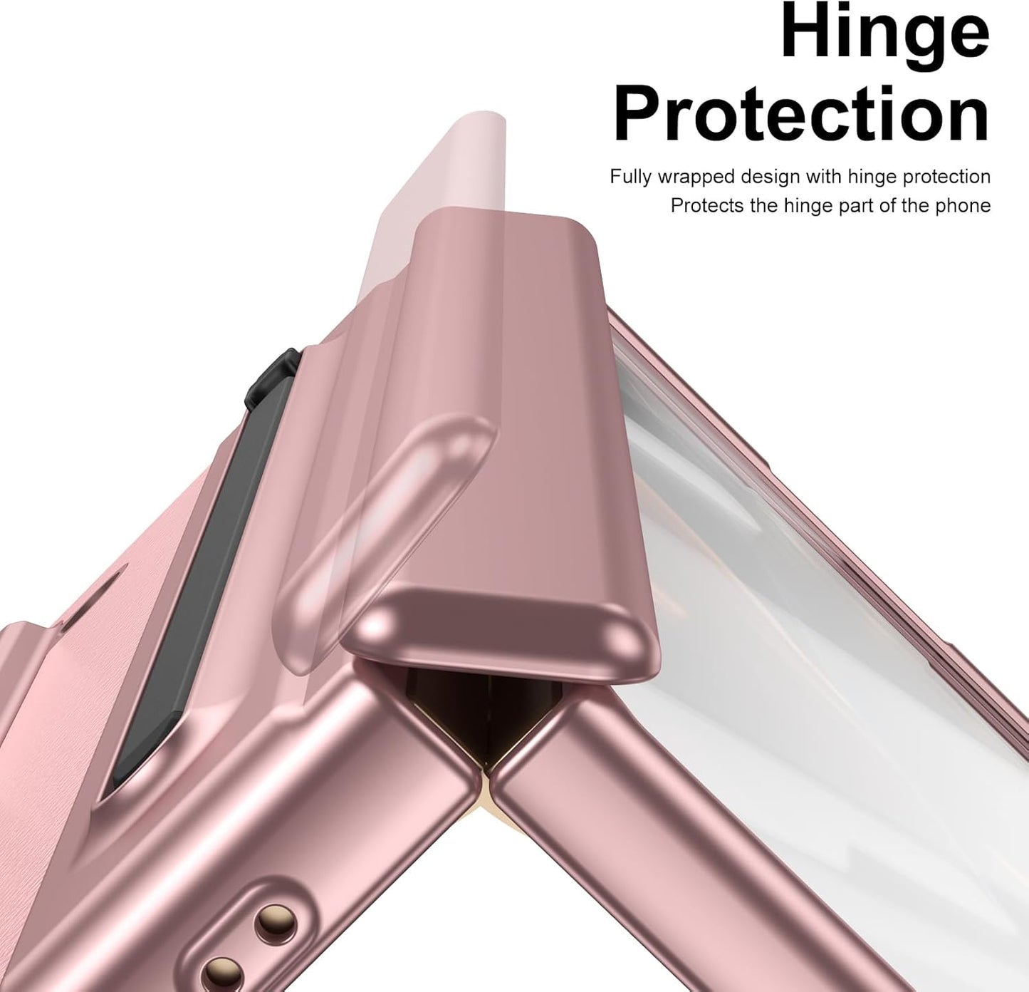 iTape Lightweight phone case for Samsung W25, hinged case supports wireless charging with lens protection, screen protector, complimentary stylus, drop-proof and fingerprint resistant Gold