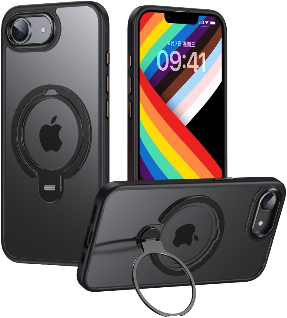 Silicone phone case for iPhone 16E, translucent phone case military shockproof protection ultra-thin case, magnetic car mount, supports wireless charging transparent