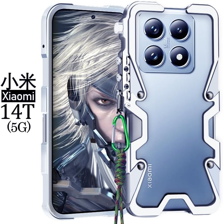 iTape Robotic arm metal phone case for Xiaomi 14T, steampunk gothic style phone case, mechanical enthusiasts Black