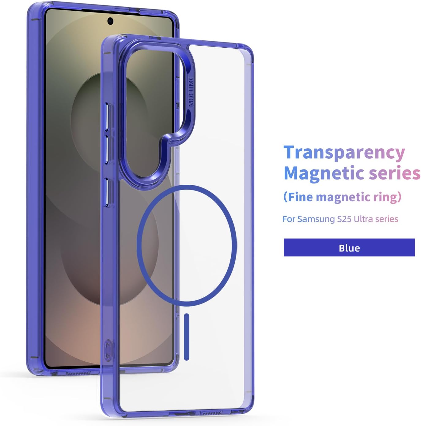 iTape Magnetic transparent phone case for Samsung Galaxy S25 Ultra, supports wireless charging, military-grade drop-proof, Car magnetic bracket 2 in 1 magnetic card holder