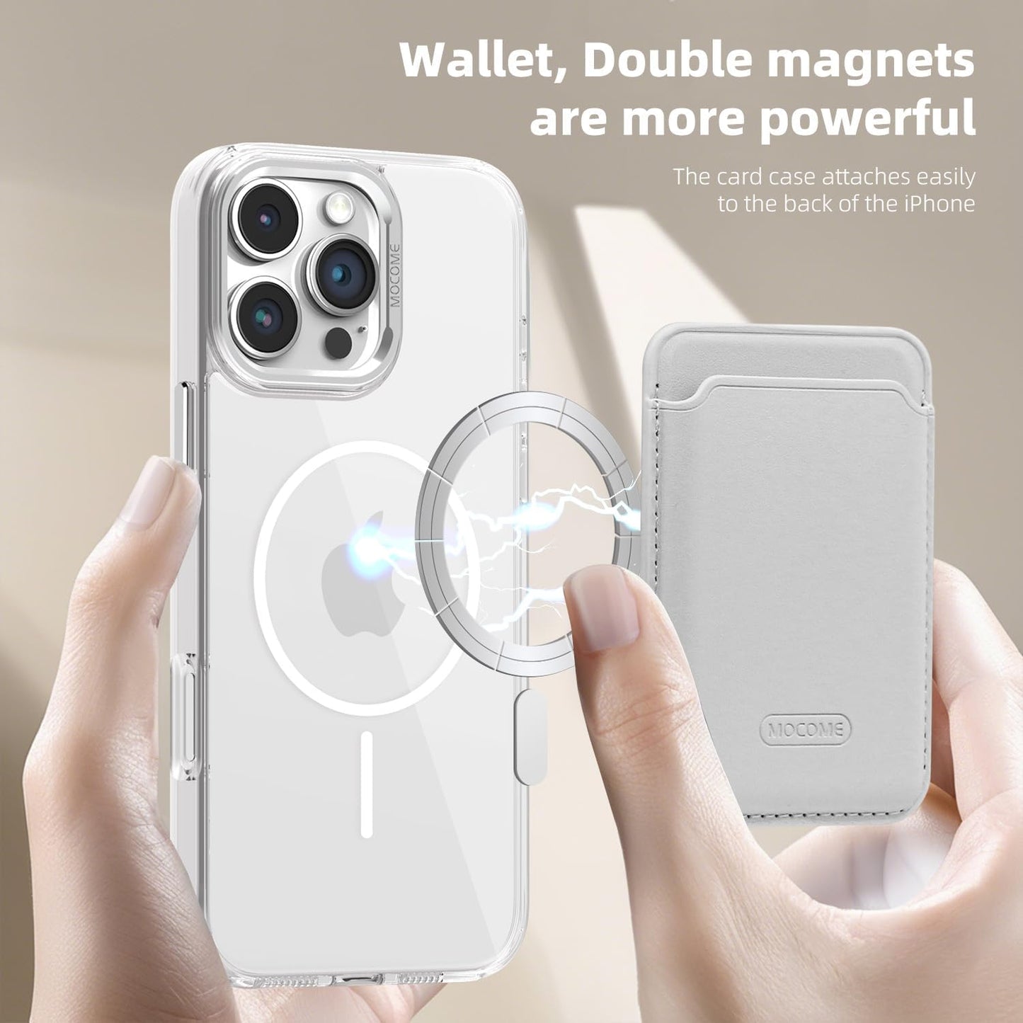 Magnetic transparent phone case for iPhone 16 Pro max, supports wireless charging, military-grade drop-proof, compatible with iPhone 16 Pro max Car magnetic bracket 2 in 1 magnetic card holder