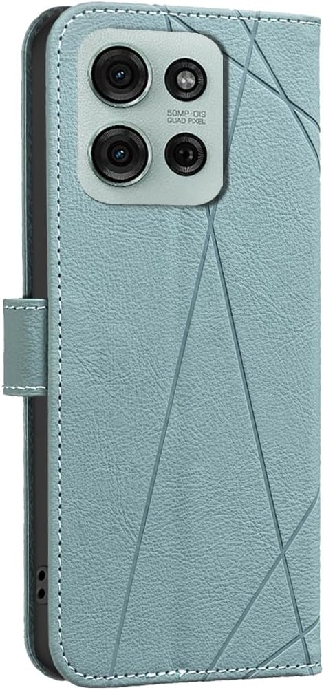 iTape Wallet phone case for Motorola Moto G75, RFID anti-theft wallet, pressed edge leather case flip cover stand Blue