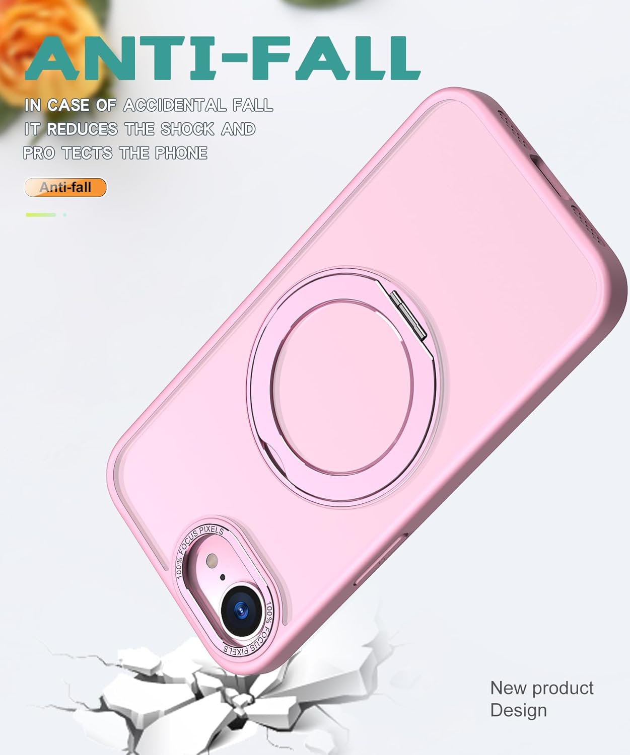 Magnetic phone case for iPhone 16E, 360° rotating bracket supports wireless charging, shockproof ultra-thin shell Gray