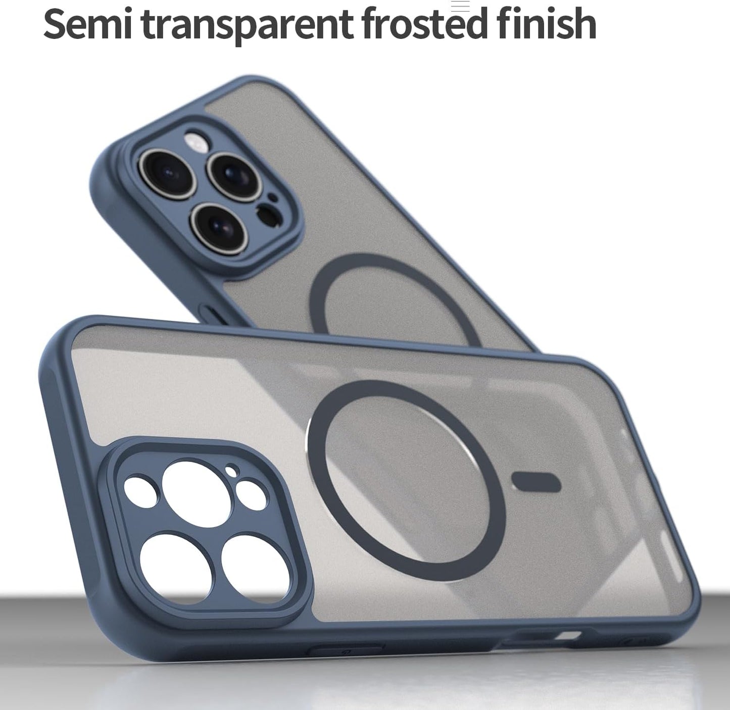 Magnetic translucent case for iPhone 16 Pro max, supports wireless charging, Shockproof slim protective case for iPhone 16 Pro max Shock-resistant slim case Blue