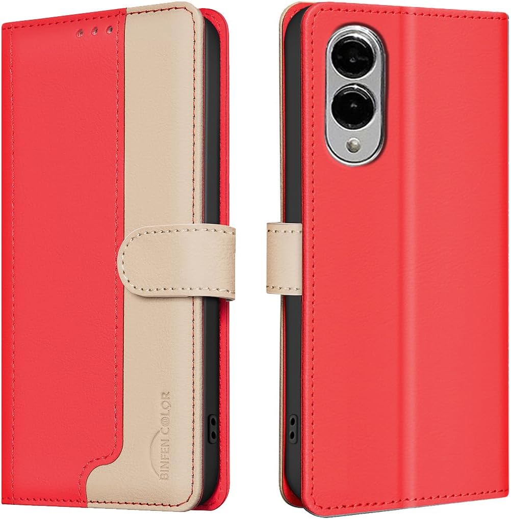 iTape Colorblock Wallet Phone Case for Samsung Galaxy S25 Edge, Wallet Phone Case (RFID Anti-theft Swipe) Flip Stand, Credit Card Slot Wallet Blue