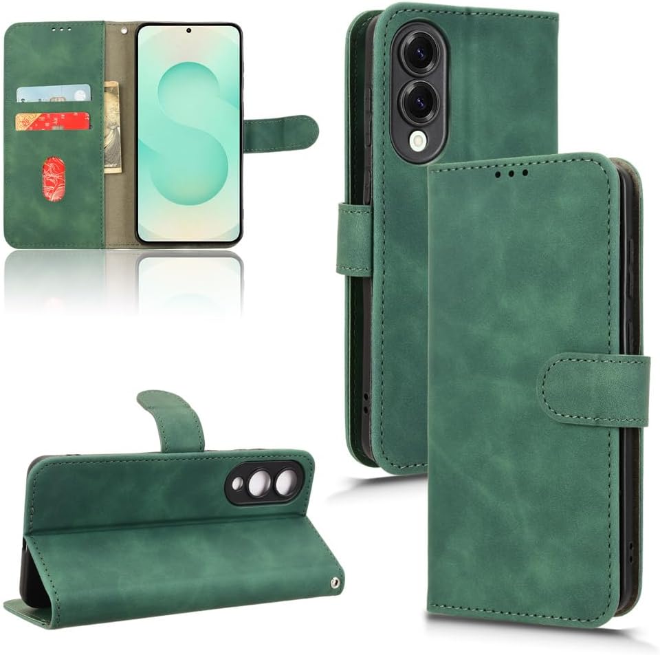 iTape Mobile phone case compatible with Samsung Galaxy S25 Edge. Soft touch flip holder credit card slot wallet phone case, shockproof and drop-proof Black