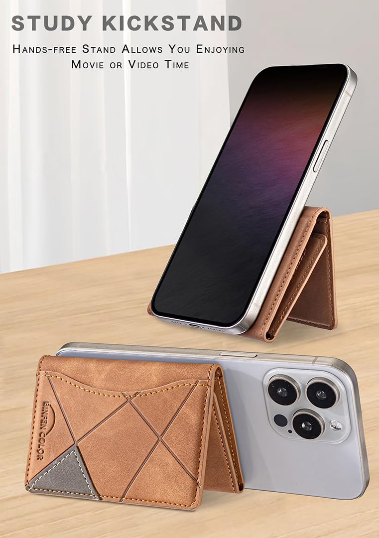 iTape Leather Magnetic Phone Wallet Compatible with Various Phone Models Android and iOS, Ultra-thin Trifold Wallet Card Holder Flip Stand Purple