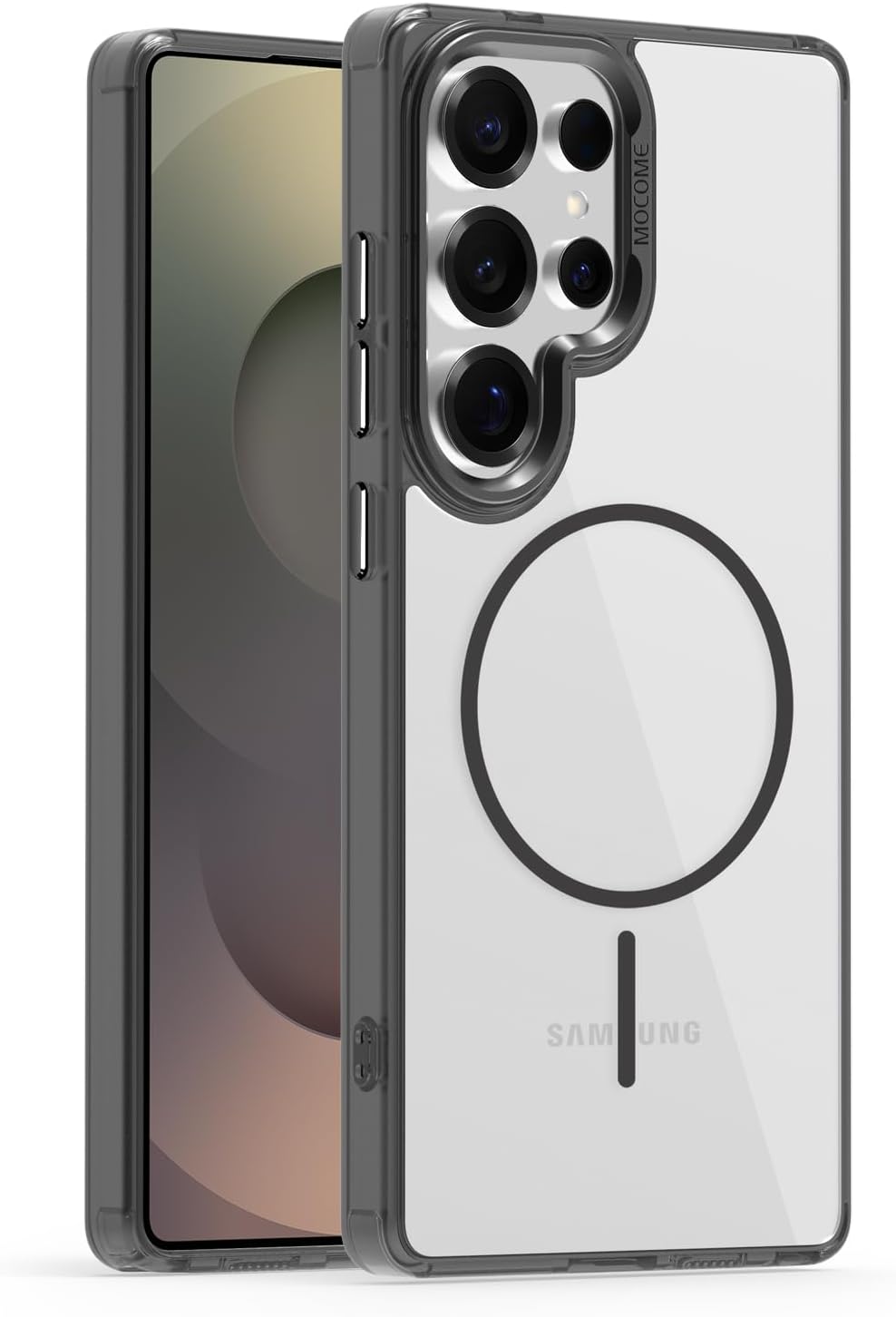 iTape Magnetic transparent phone case for Samsung Galaxy S25 Ultra, supports wireless charging, military-grade drop-proof, Car magnetic bracket 2 in 1 magnetic card holder