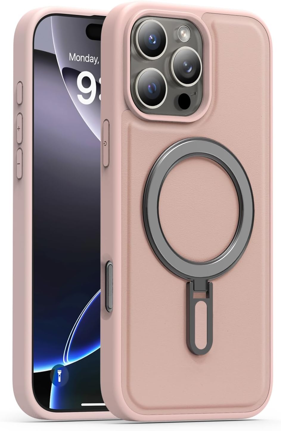 Magnetic phone case for iPhone 16 Pro max, silver magnetic ring supports wireless charging, military-grade drop resistance, compatible with iPhone 16 Pro max