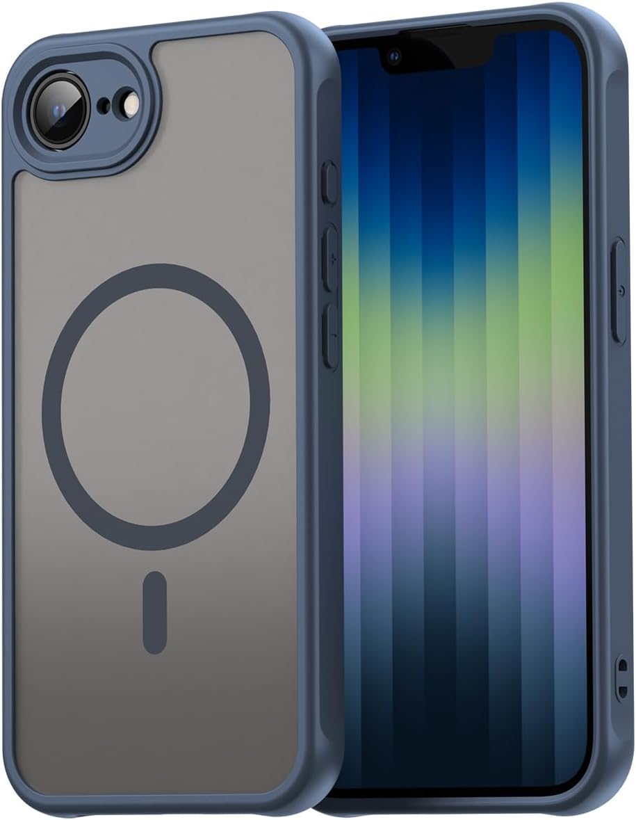 Magnetic translucent case for iPhone 16E, supports wireless charging, Shockproof slim protective case for iPhone 16E Shock-resistant slim case Purple