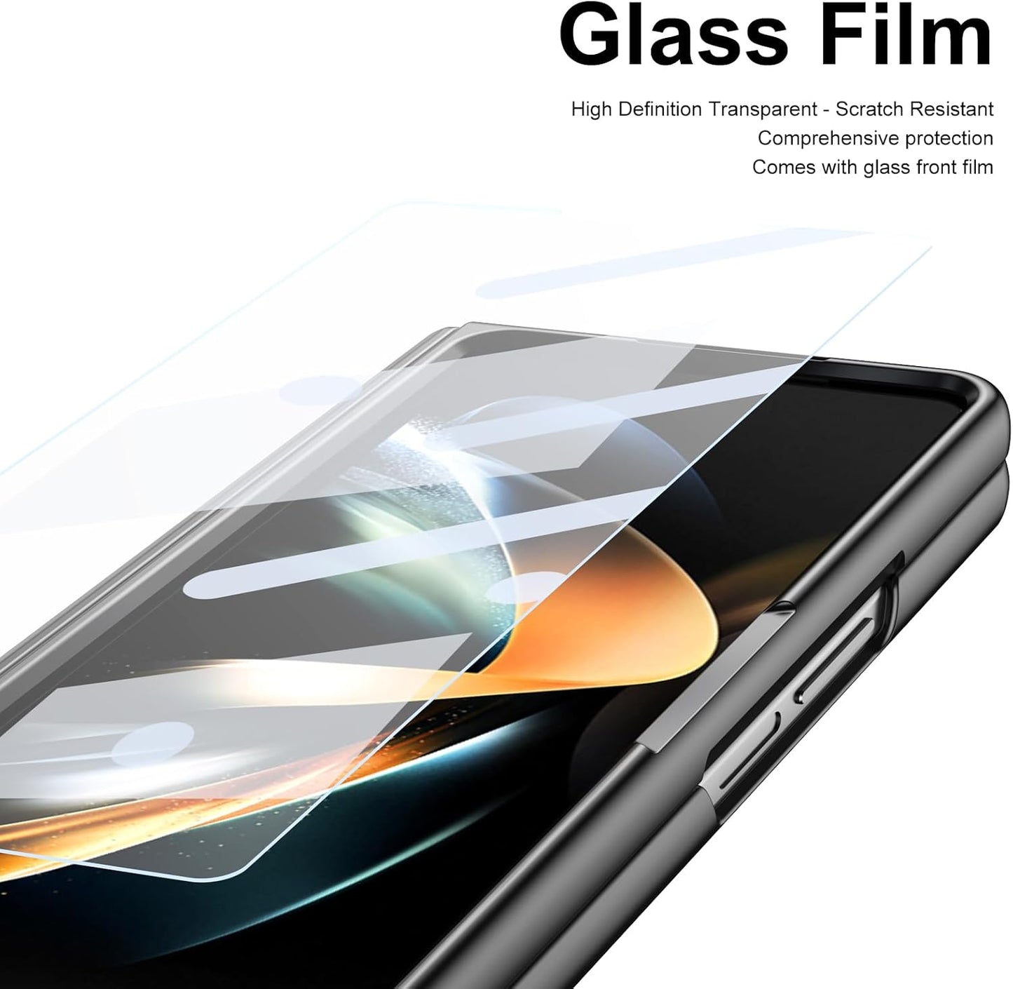iTape Lightweight phone case for Samsung Galaxy Z Fold4, hinged case supports wireless charging with lens protection, screen protector, complimentary stylus, drop-proof and fingerprint resistant Blue