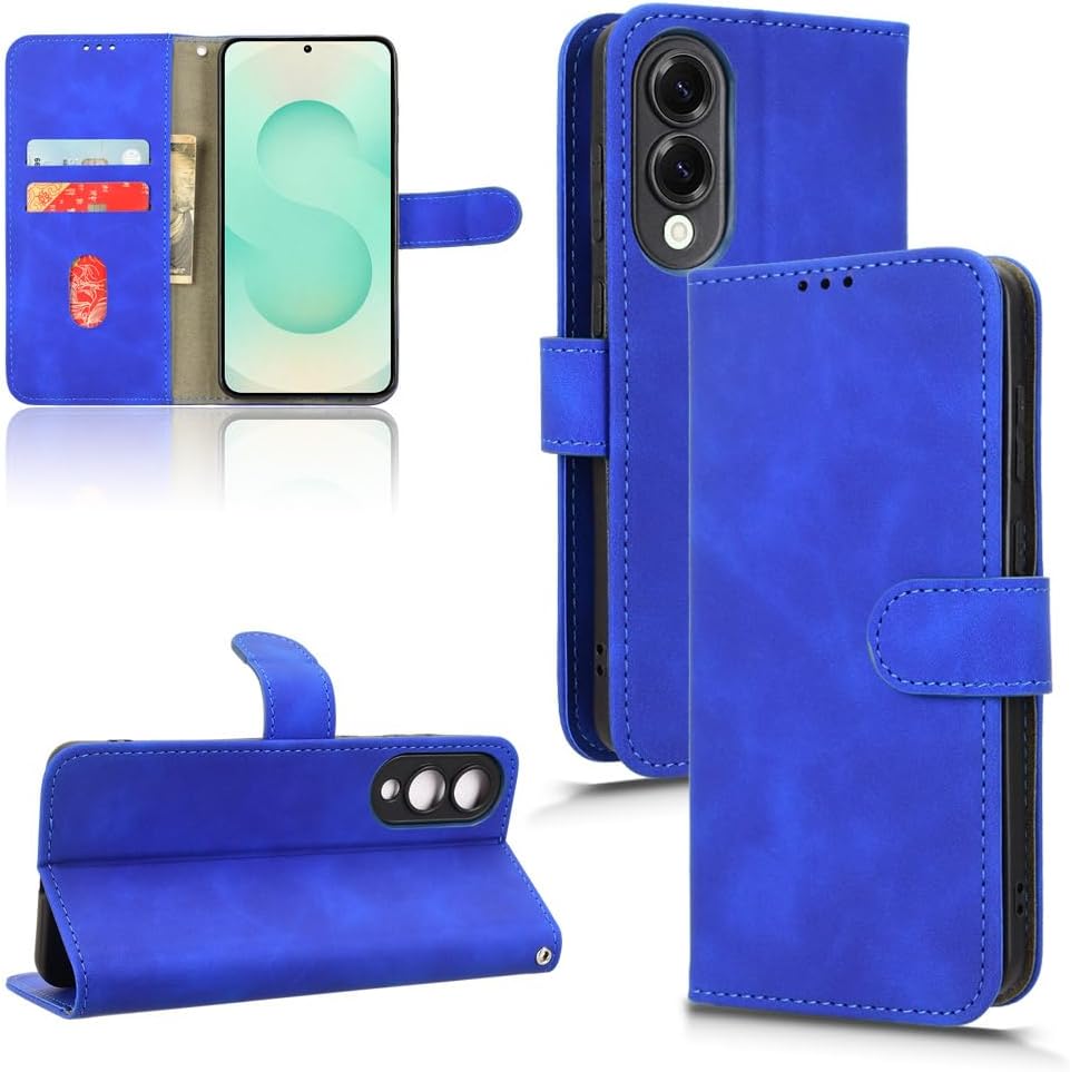 iTape Mobile phone case compatible with Samsung Galaxy S25 Edge. Soft touch flip holder credit card slot wallet phone case, shockproof and drop-proof Black