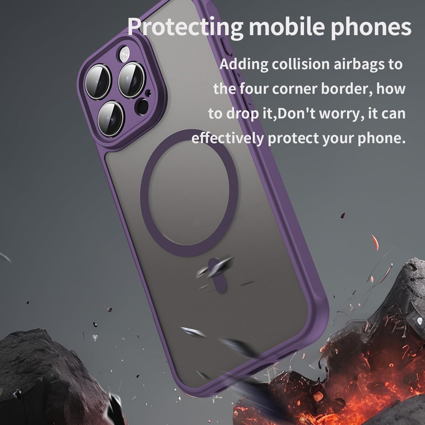 Magnetic translucent case for iPhone 16 Pro max, supports wireless charging, Shockproof slim protective case for iPhone 16 Pro max Shock-resistant slim case Blue