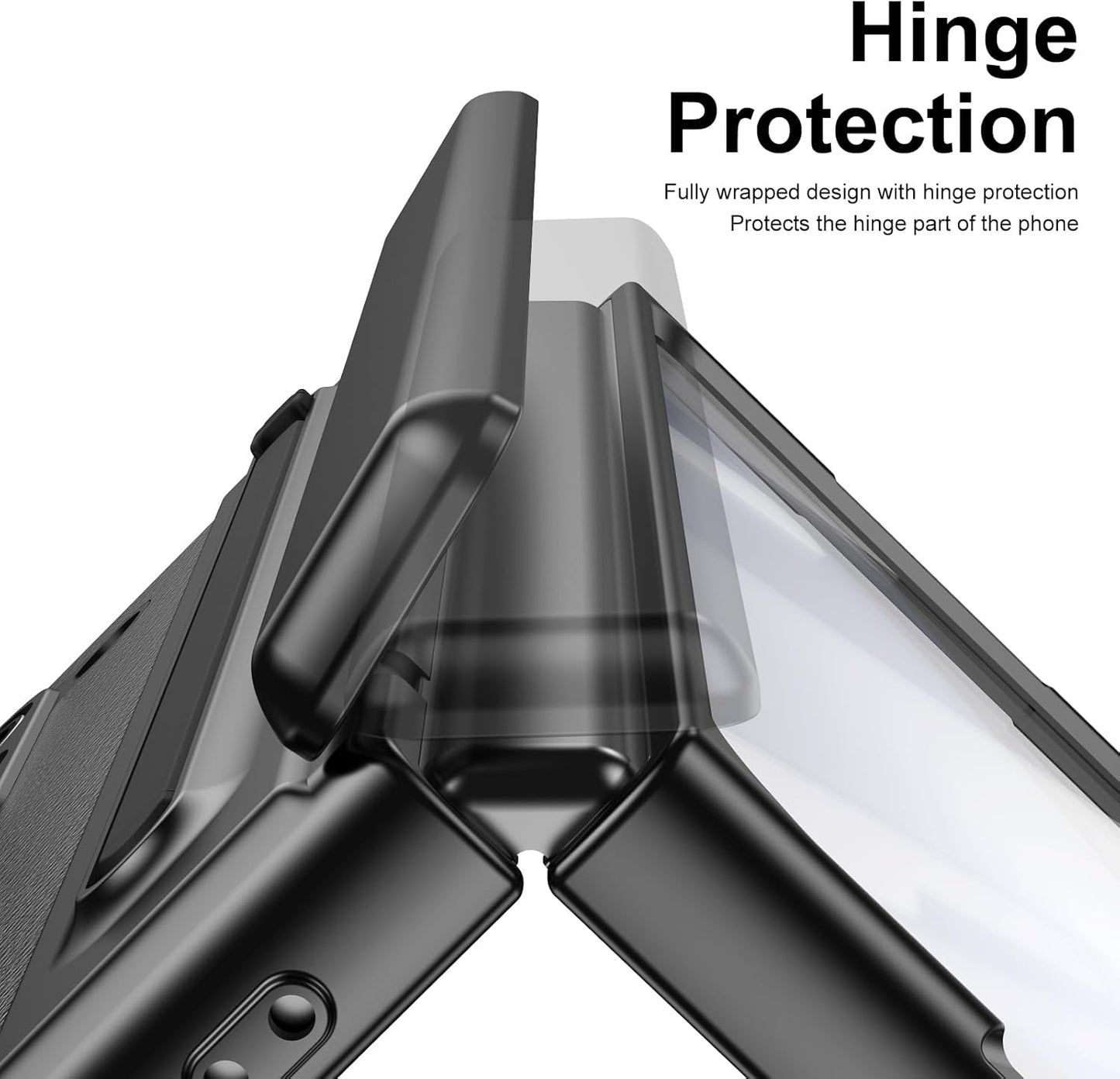 Lightweight phone case for Samsung Galaxy Z Fold5, hinged case supports wireless charging with lens protection, screen protector, complimentary stylus, drop-proof and fingerprint resistant