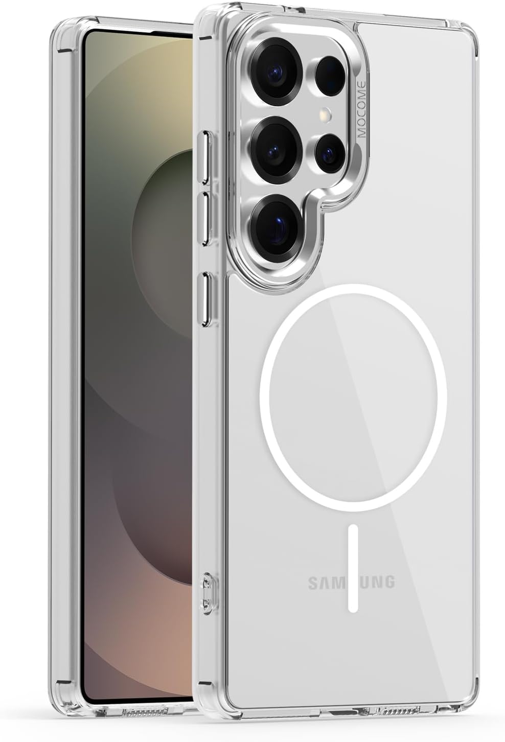 iTape Magnetic transparent phone case for Samsung Galaxy S25 Ultra, supports wireless charging, military-grade drop-proof, Car magnetic bracket 2 in 1 magnetic card holder
