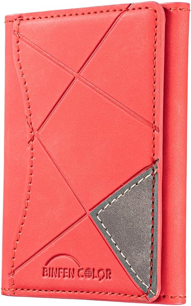 iTape Leather Magnetic Phone Wallet Compatible with Various Phone Models Android and iOS, Ultra-thin Trifold Wallet Card Holder Flip Stand Purple